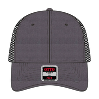 OTTO 135-1230 ’OTTO Flex’ Fitted 6 Panel Low Profile Mesh Back Trucker Cap - Ht.Blk/Blk - Ht.Blk/Blk / 7 3/8’’ - 7 5/8’