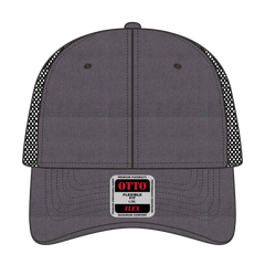 OTTO 135-1230 ’OTTO Flex’ Fitted 6 Panel Low Profile Mesh Back Trucker Cap - Ht.Blk/Blk - Ht.Blk/Blk / 7 3/8’’ - 7 5/8’