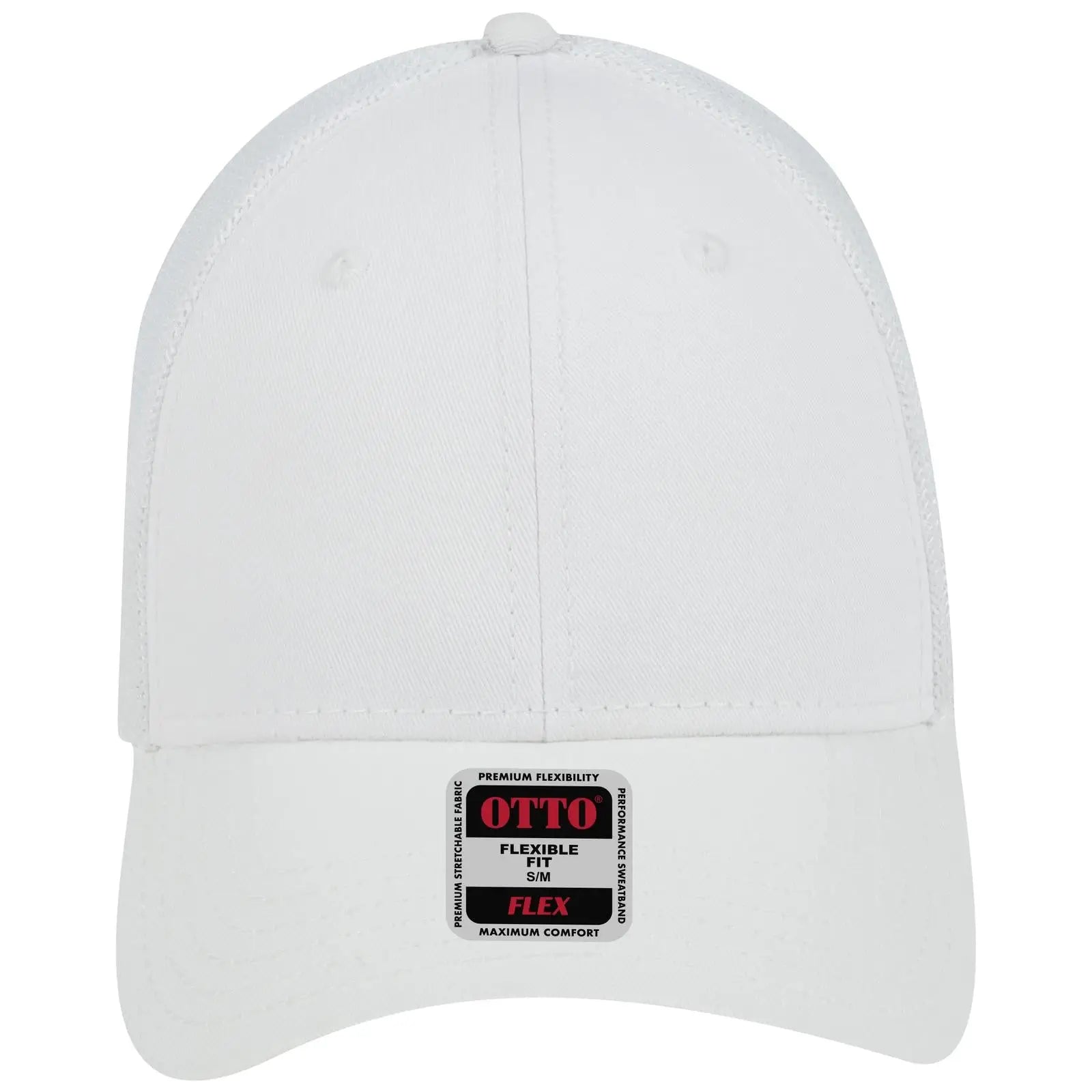 OTTO 135-1230 ’OTTO Flex’ Fitted 6 Panel Low Profile Mesh Back Trucker Cap - White