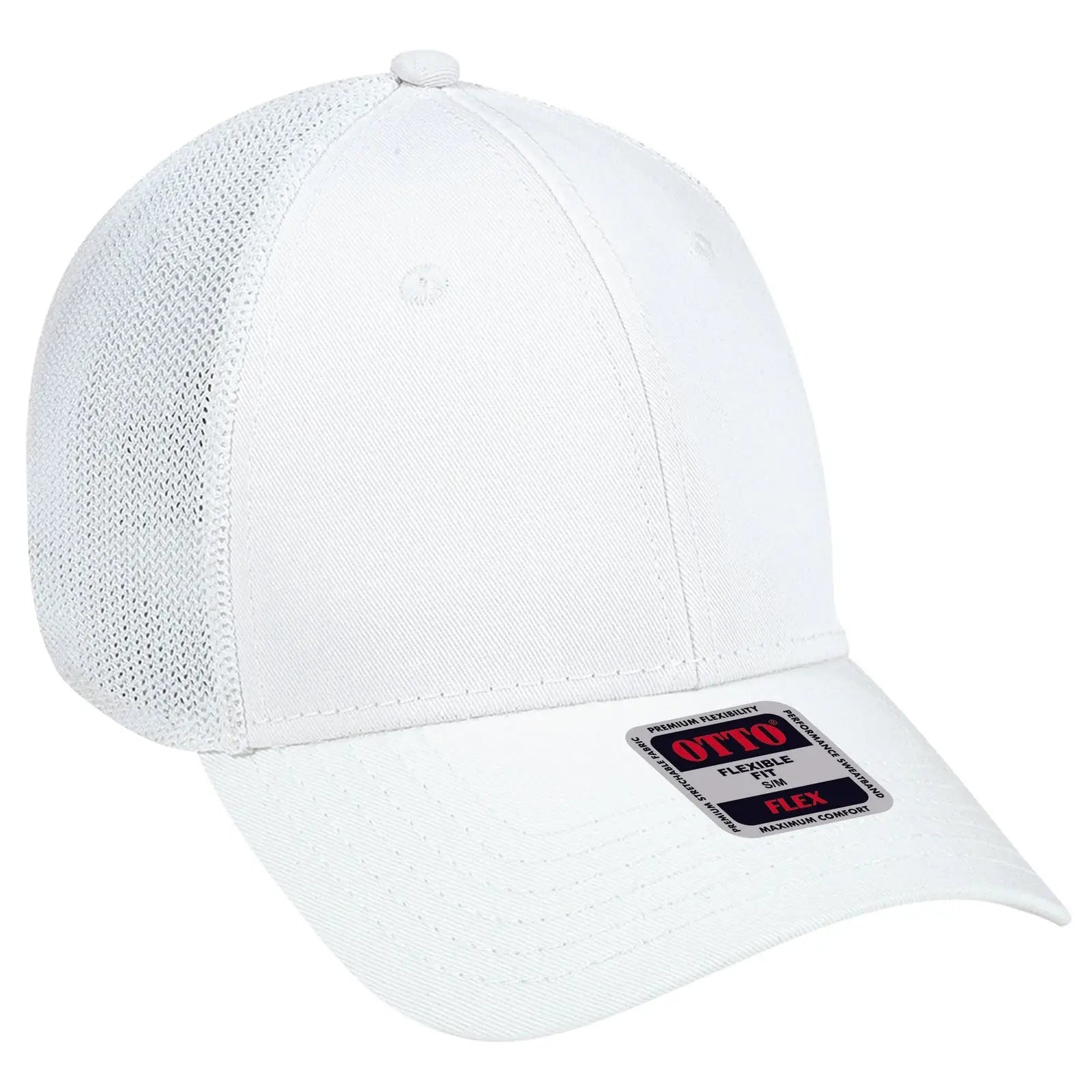 OTTO 135-1230 ’OTTO Flex’ Fitted 6 Panel Low Profile Mesh Back Trucker Cap - White