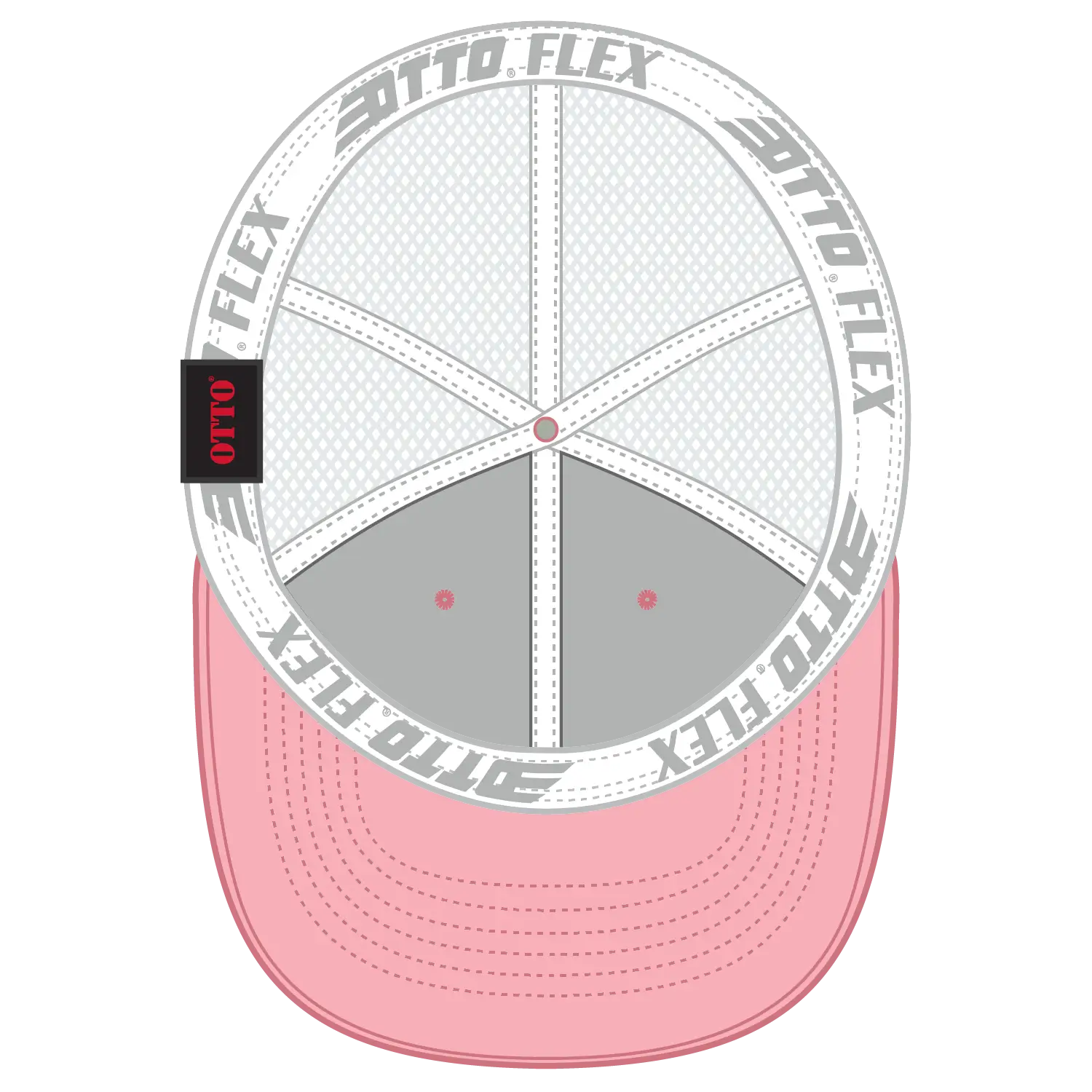 OTTO 135-1230 ’OTTO Flex’ Fitted 6 Panel Low Profile Mesh Back Trucker Cap - Pnk/Pnk/Wht