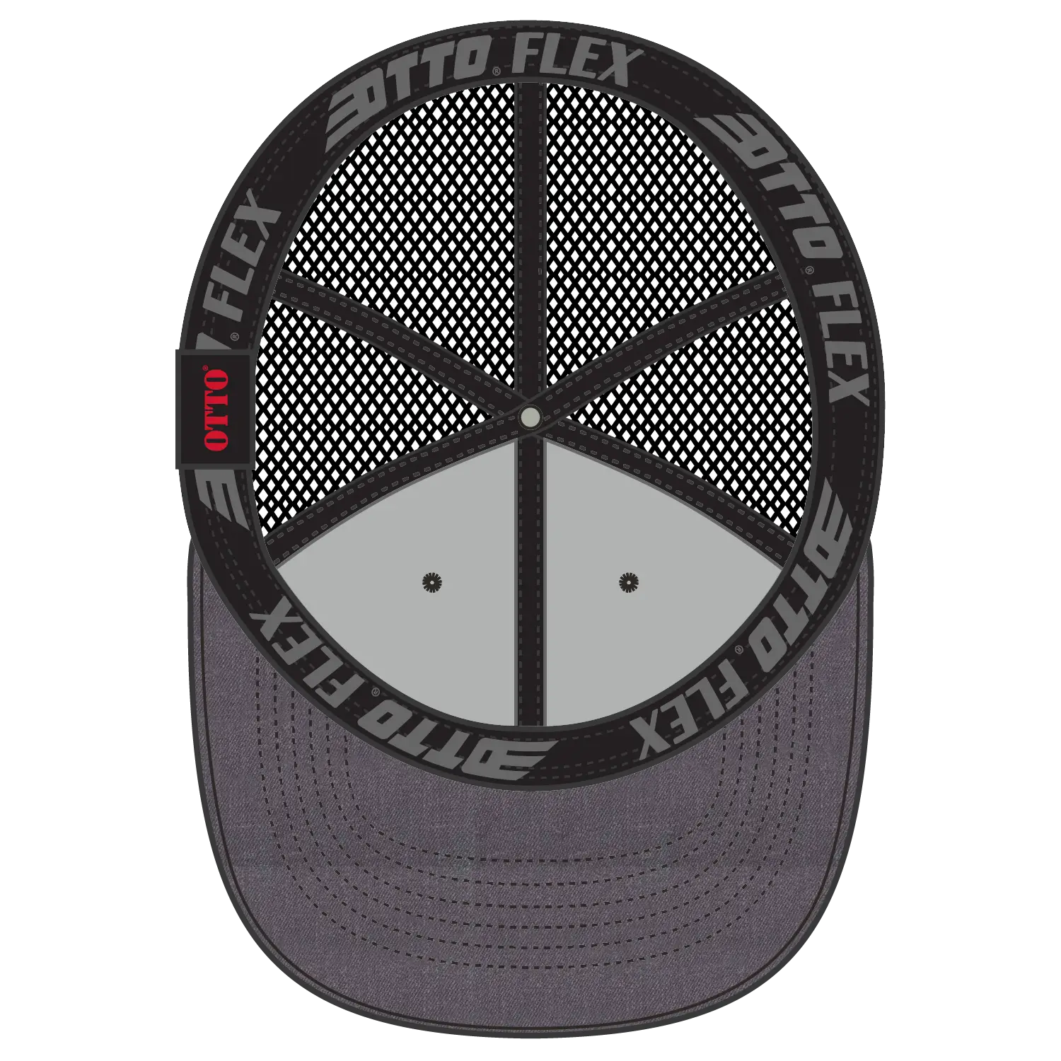 OTTO 135-1230 ’OTTO Flex’ Fitted 6 Panel Low Profile Mesh Back Trucker Cap - Ht.Blk/Blk