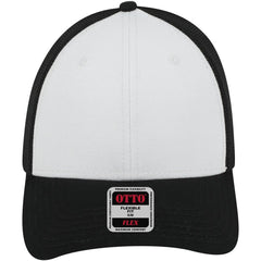 OTTO 135-1230 ’OTTO Flex’ Fitted 6 Panel Low Profile Mesh Back Trucker Cap - Blk/Wht/Blk