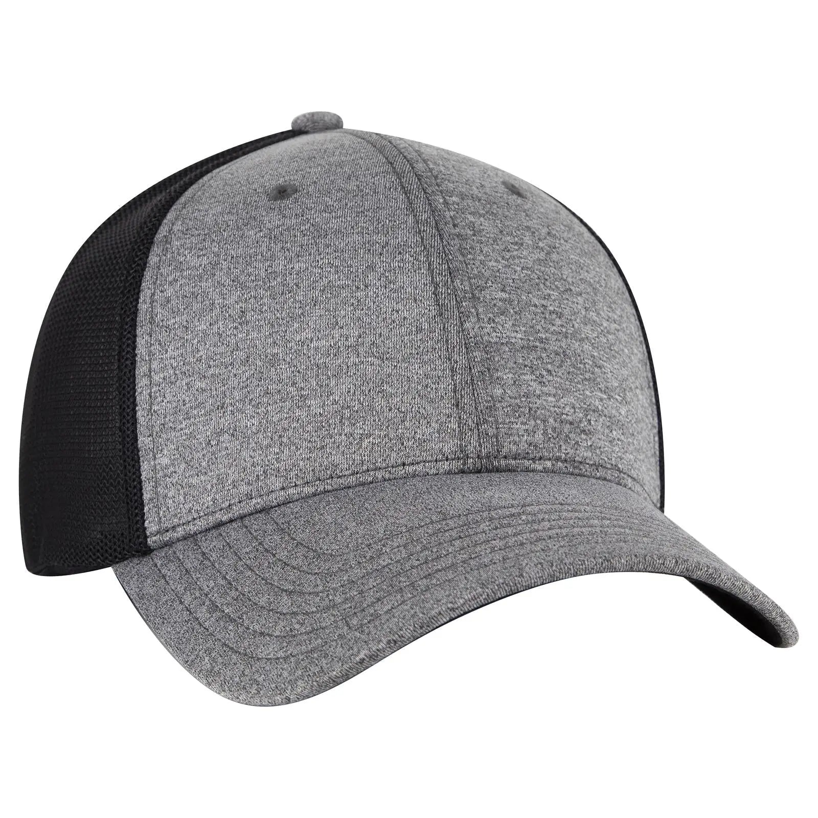 OTTO 135-1230 ’OTTO Flex’ Fitted 6 Panel Low Profile Mesh Back Trucker Cap - Ht.Blk/Blk