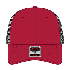 OTTO 135-1230 ’OTTO Flex’ Fitted 6 Panel Low Profile Mesh Back Trucker Cap - Red/Red/Blk - Red/Red/Blk / 7 3/8’’ - 7