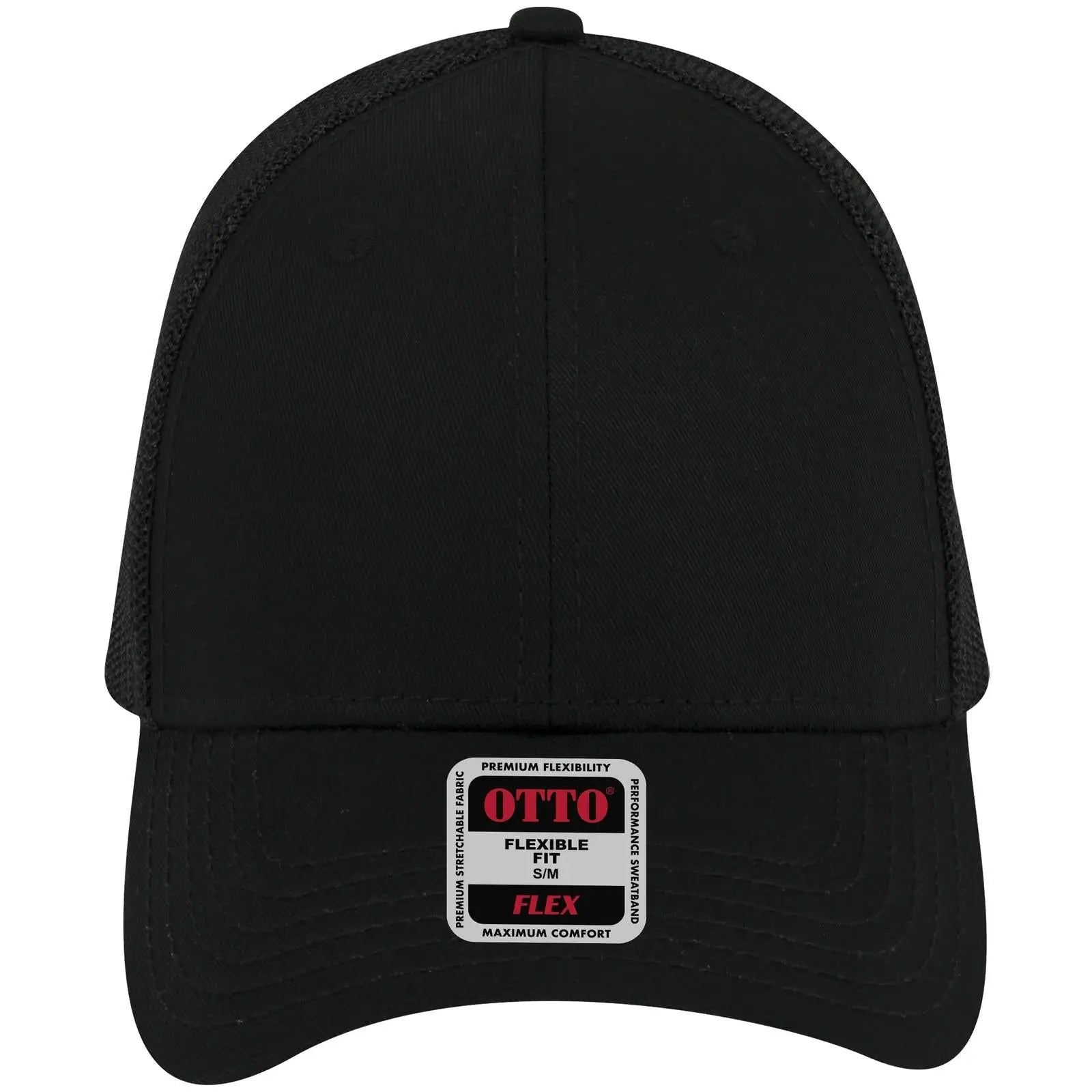 OTTO 135-1230 ’OTTO Flex’ Fitted 6 Panel Low Profile Mesh Back Trucker Cap - Black