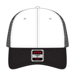 OTTO 135-1230 ’OTTO Flex’ Fitted 6 Panel Low Profile Mesh Back Trucker Cap - Blk/Wht/Blk - Blk/Wht/Blk / 7 3/8’’ - 7