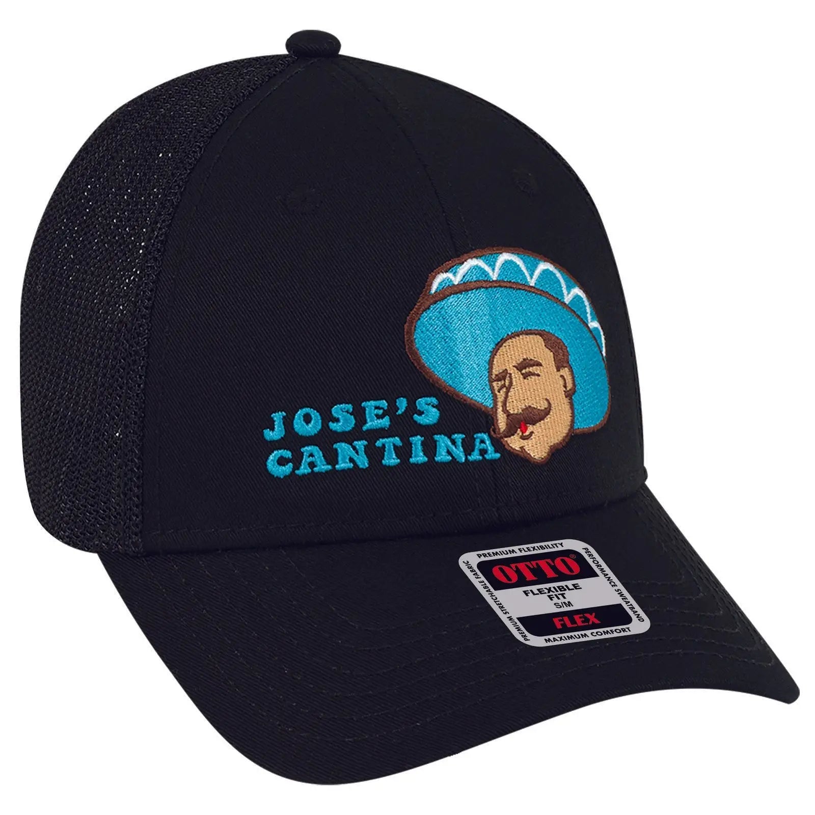 OTTO 135-1230 ’OTTO Flex’ Fitted 6 Panel Low Profile Mesh Back Trucker Cap - Black