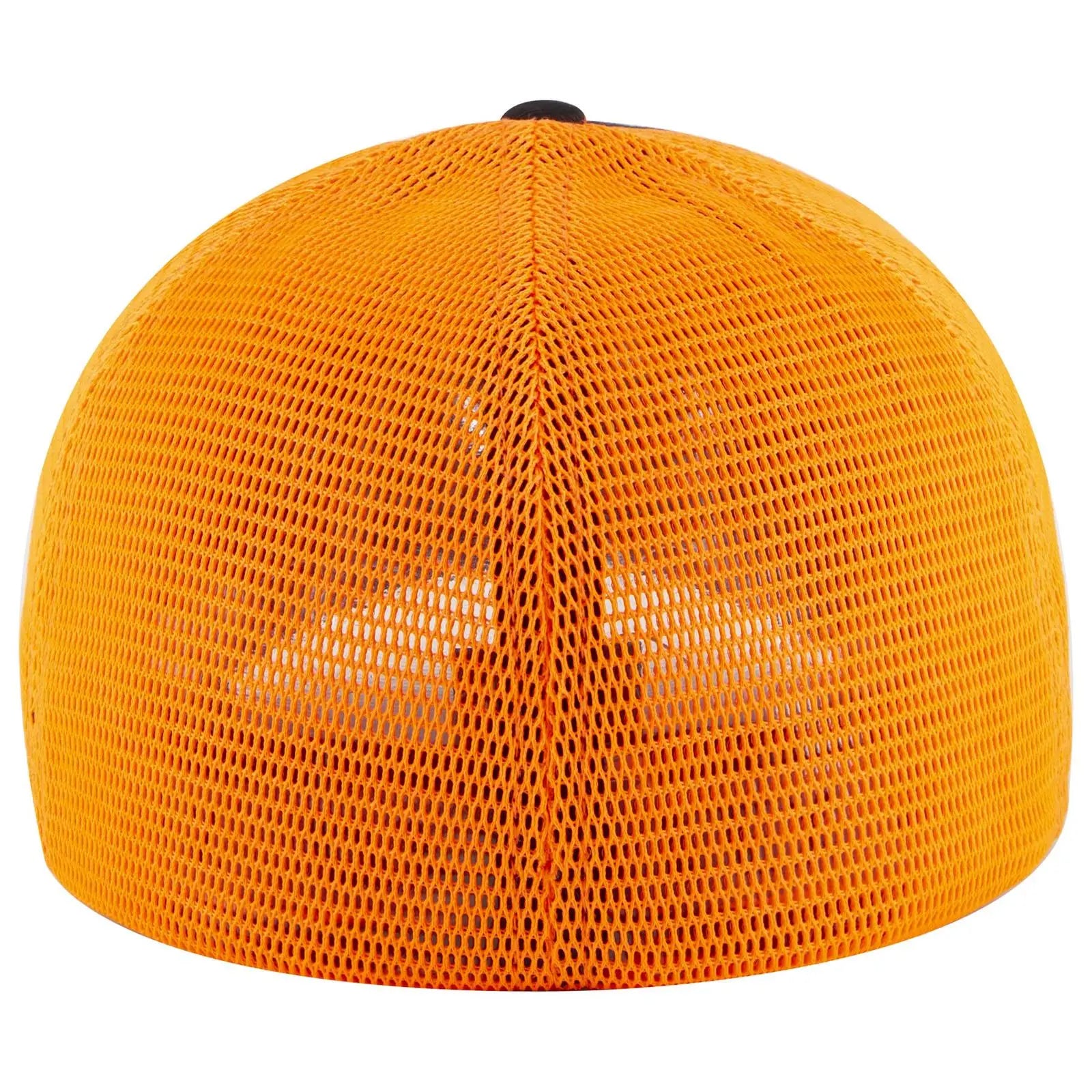 OTTO 135-2 ’OTTO Flex’ Fitted 6 Panel Low Profile Mesh Back Trucker Cap - Blk/Blk/N Org