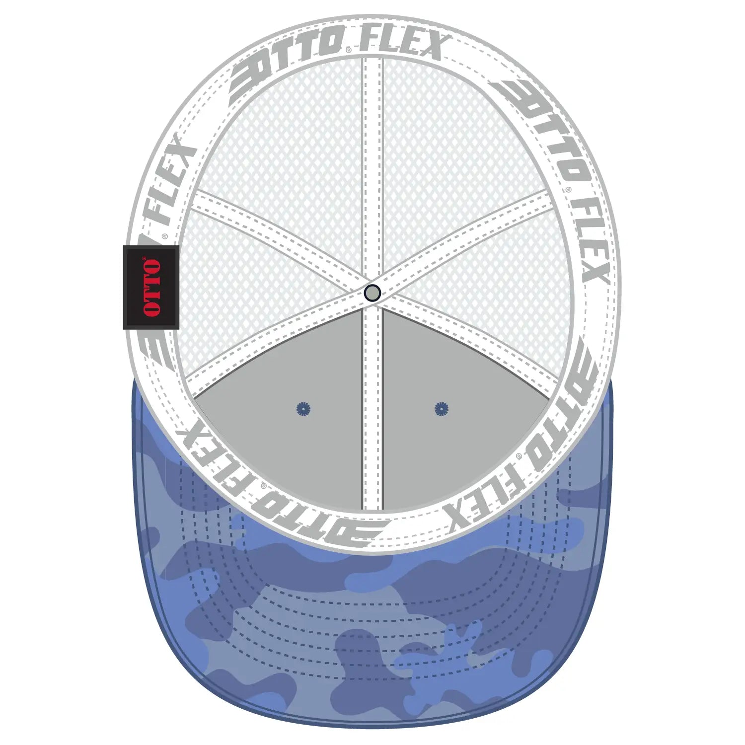 OTTO 135-2 ’OTTO Flex’ Fitted 6 Panel Low Profile Mesh Back Trucker Cap - Cb.Blu/Sk.Blu/Wht