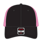 OTTO 135-2 ’OTTO Flex’ Fitted 6 Panel Low Profile Mesh Back Trucker Cap - Blk/Blk/N.Pnk - Blk/Blk/N.Pnk / 7 3/8’’ - 7