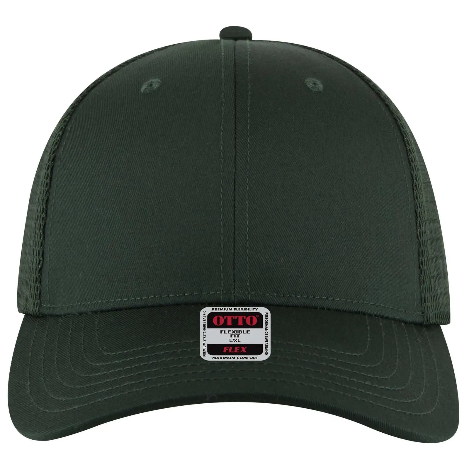 OTTO 135-2 ’OTTO Flex’ Fitted 6 Panel Low Profile Mesh Back Trucker Cap - Dk. Green