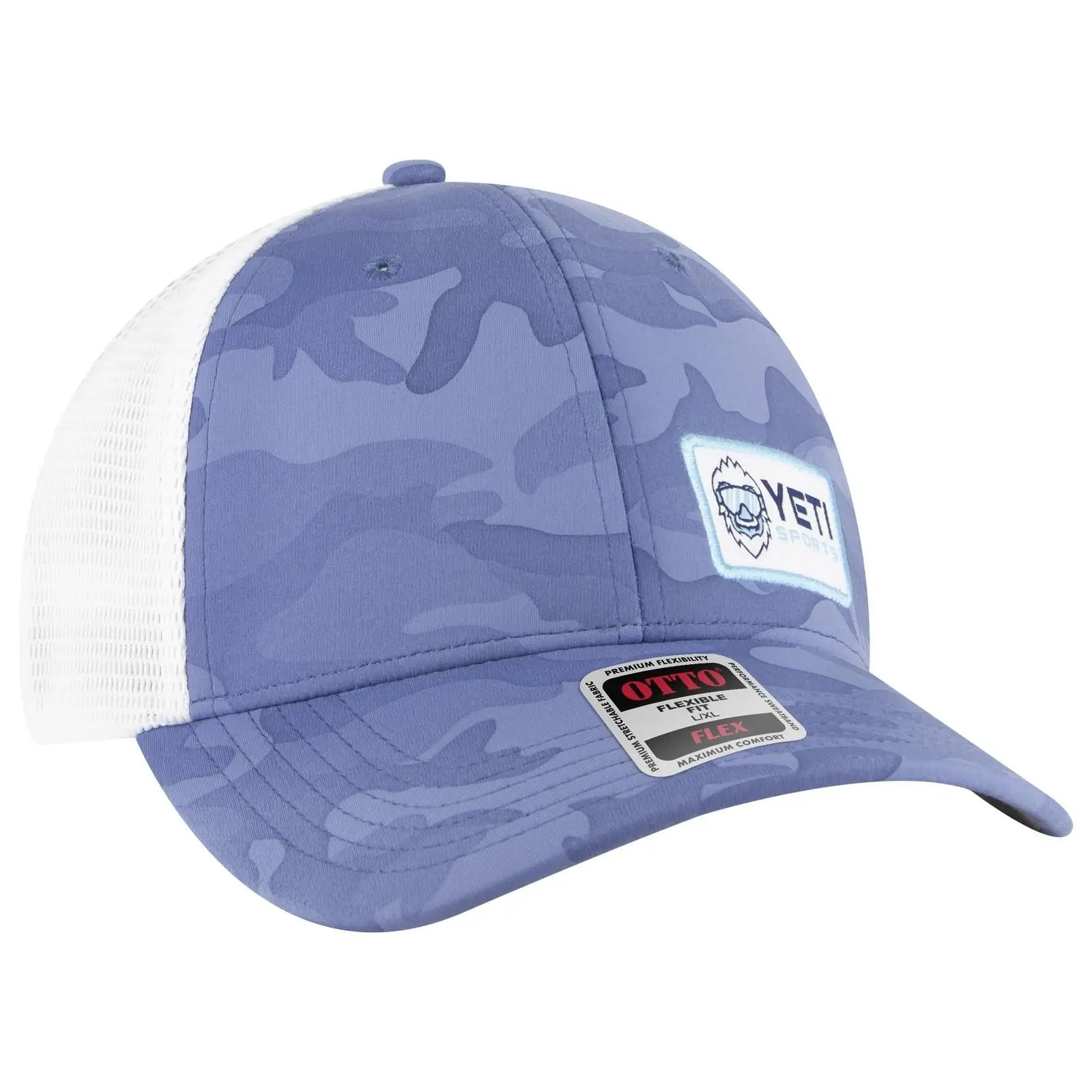 OTTO 135-2 ’OTTO Flex’ Fitted 6 Panel Low Profile Mesh Back Trucker Cap - Blk/Blk/N Org