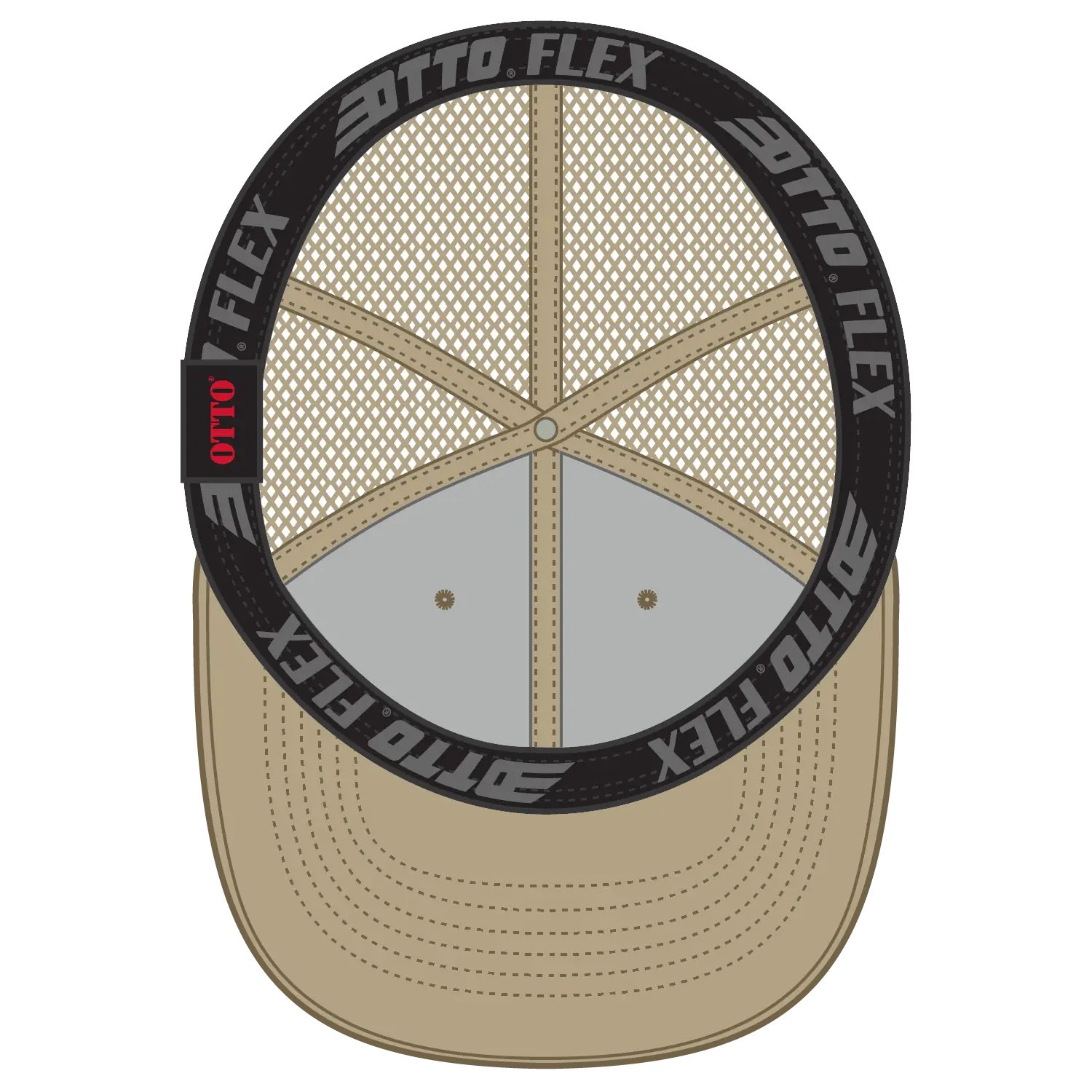 OTTO 135-2 ’OTTO Flex’ Fitted 6 Panel Low Profile Mesh Back Trucker Cap - Khaki
