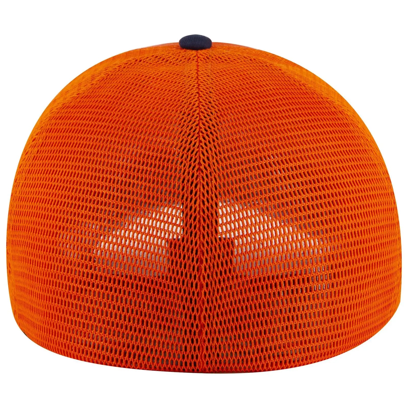 OTTO 135-2 ’OTTO Flex’ Fitted 6 Panel Low Profile Mesh Back Trucker Cap - Nvy/Org/Org