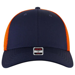 OTTO 135-2 ’OTTO Flex’ Fitted 6 Panel Low Profile Mesh Back Trucker Cap - Nvy/Nvy/Org