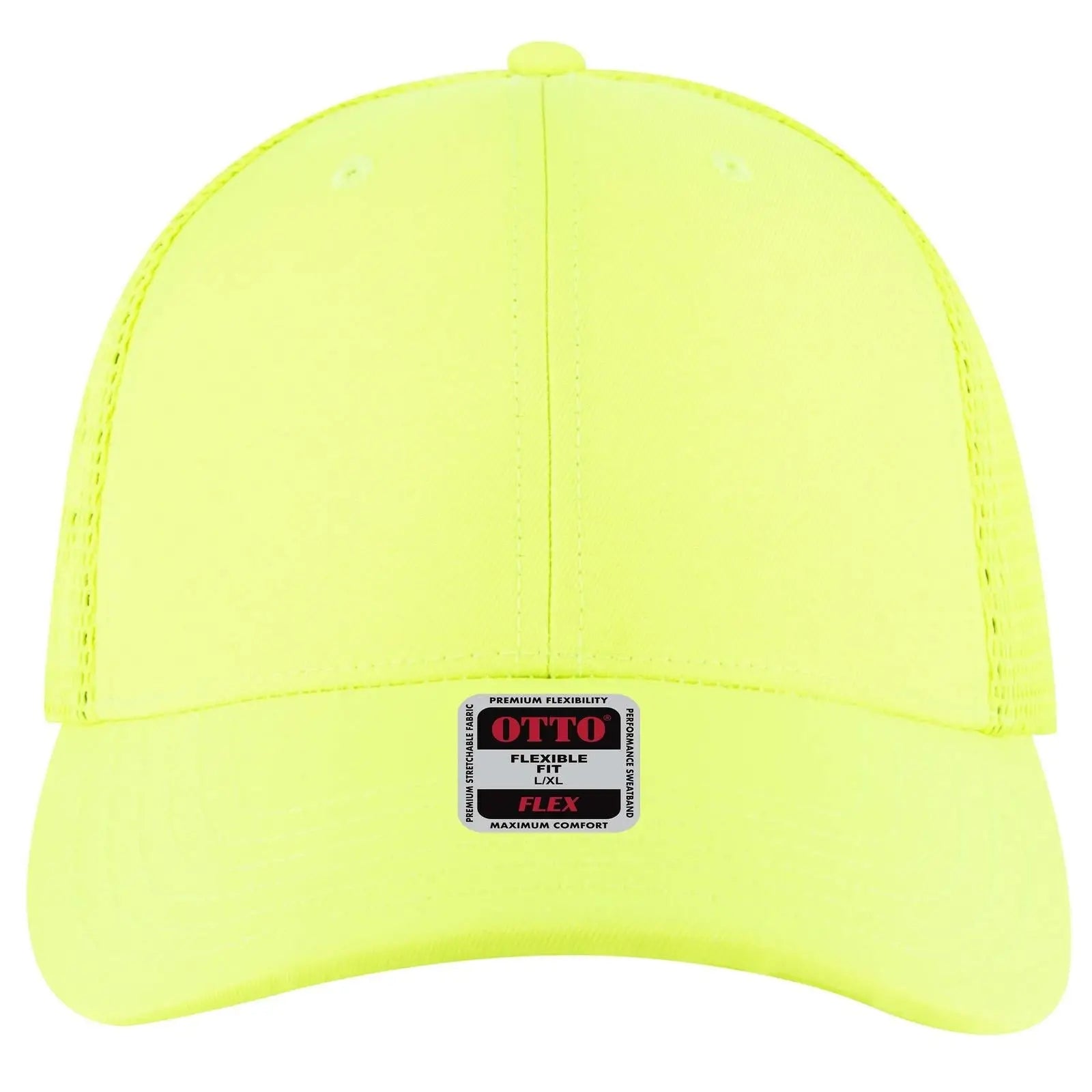 OTTO 135-2 ’OTTO Flex’ Fitted 6 Panel Low Profile Mesh Back Trucker Cap - N. Yellow