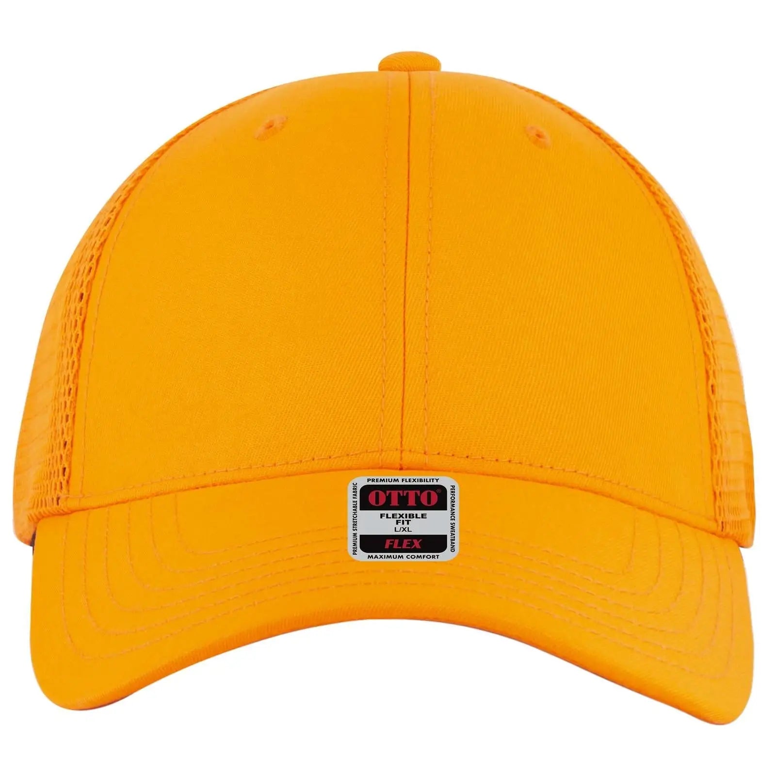 OTTO 135-2 ’OTTO Flex’ Fitted 6 Panel Low Profile Mesh Back Trucker Cap - N. Orange