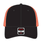 OTTO 135-2 ’OTTO Flex’ Fitted 6 Panel Low Profile Mesh Back Trucker Cap - Blk/Blk/Org - Blk/Blk/Org / 7 3/8’’ - 7 5/8’’