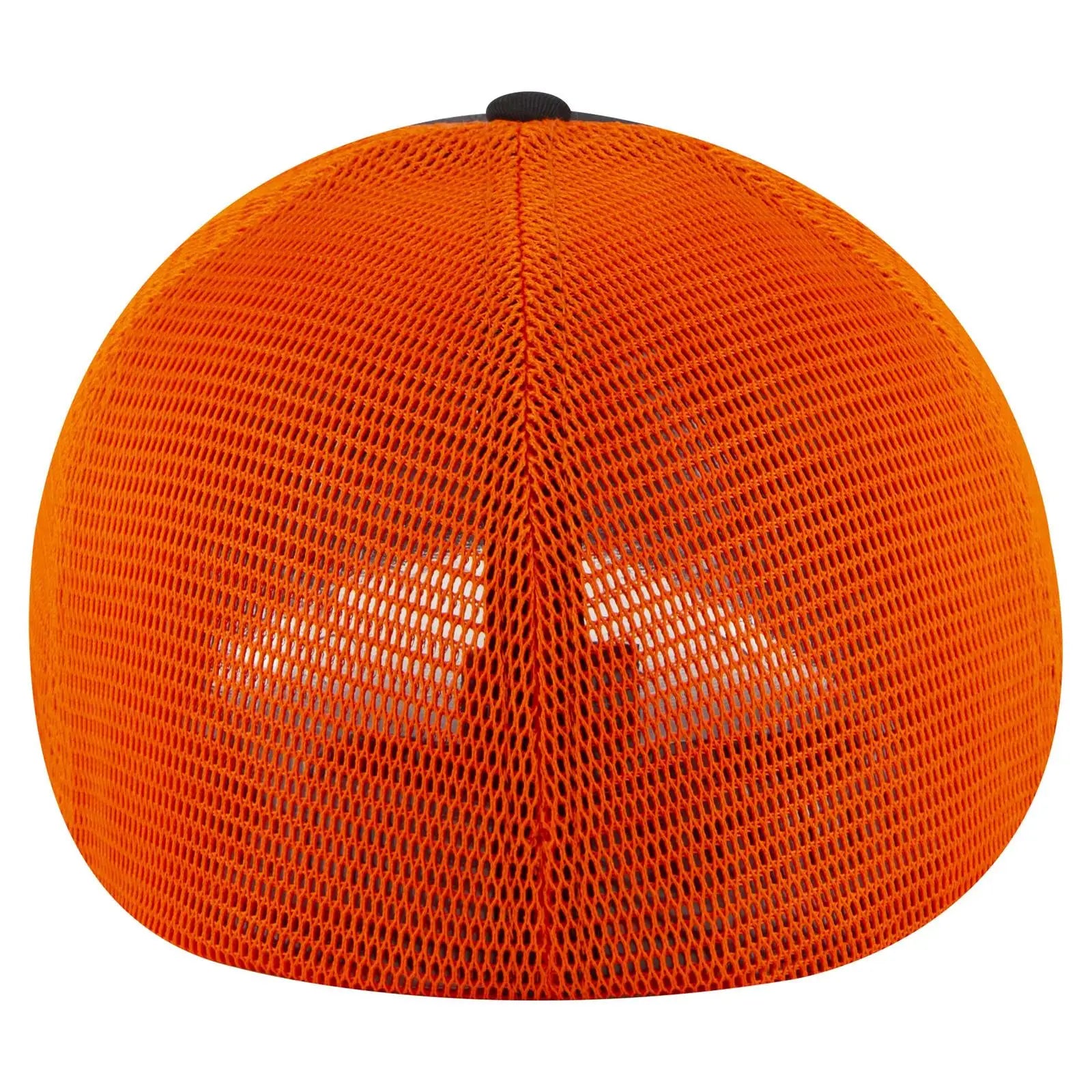 OTTO 135-2 ’OTTO Flex’ Fitted 6 Panel Low Profile Mesh Back Trucker Cap - Blk/Blk/Org