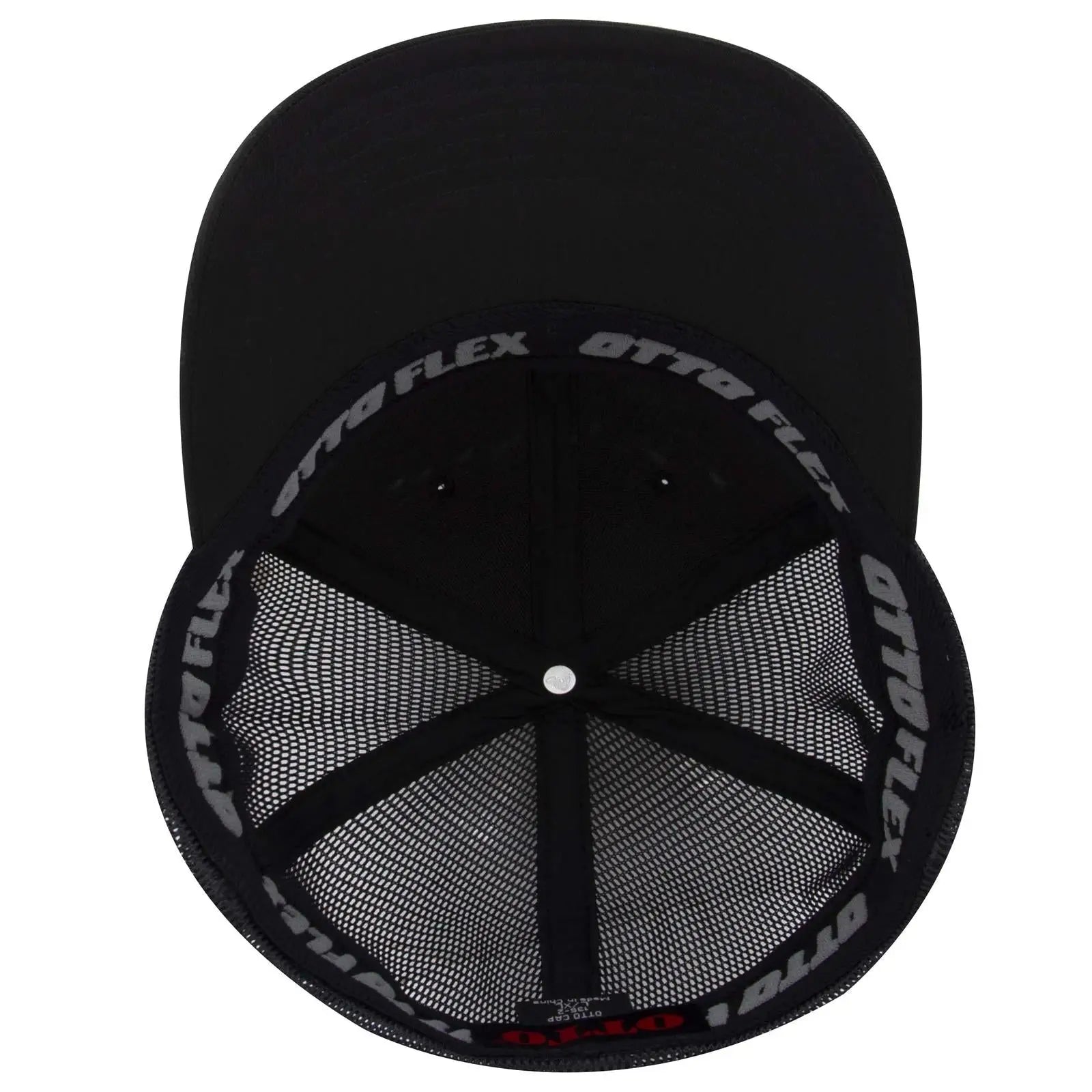 OTTO 135-2 ’OTTO Flex’ Fitted 6 Panel Low Profile Mesh Back Trucker Cap - Black