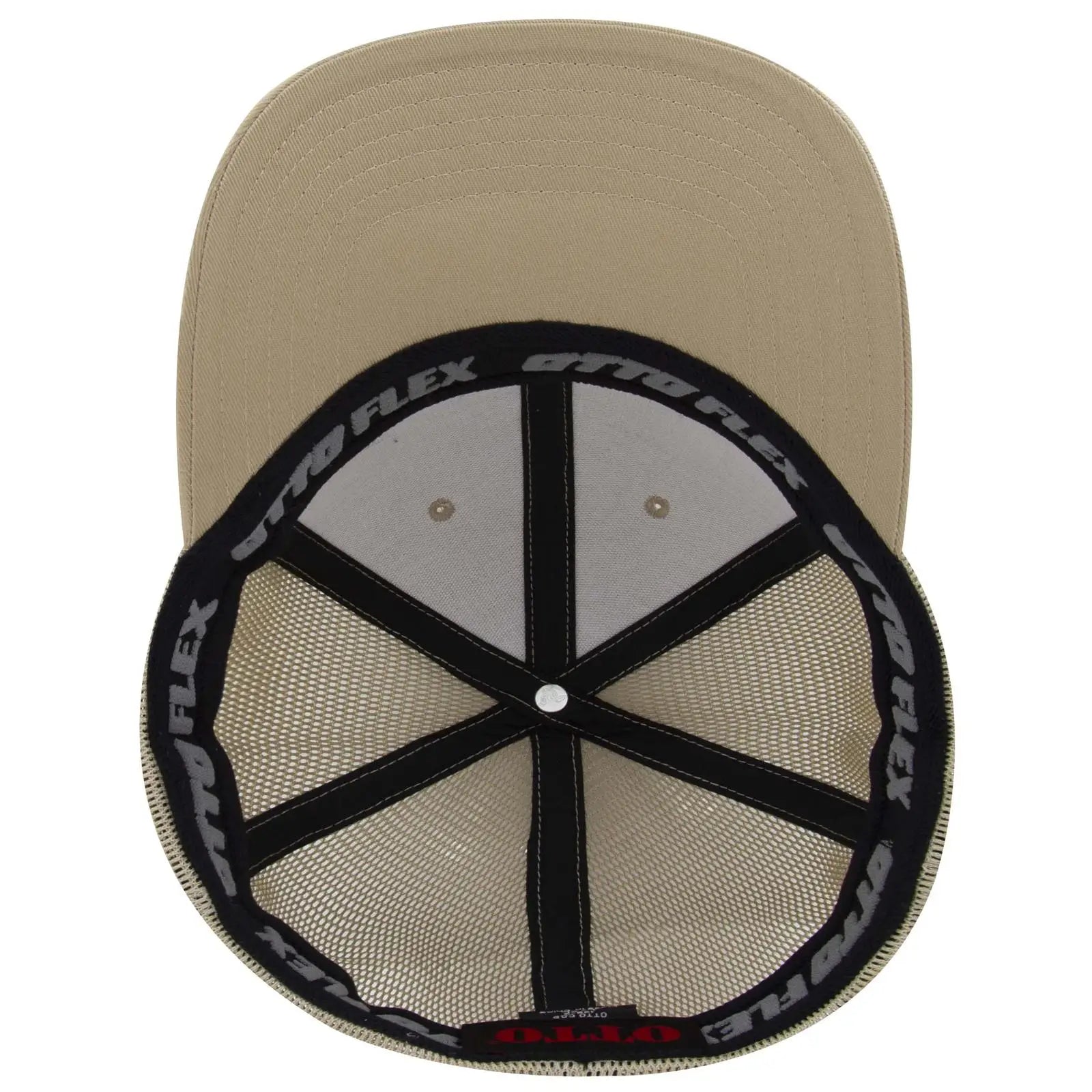 OTTO 135-2 ’OTTO Flex’ Fitted 6 Panel Low Profile Mesh Back Trucker Cap - Khaki