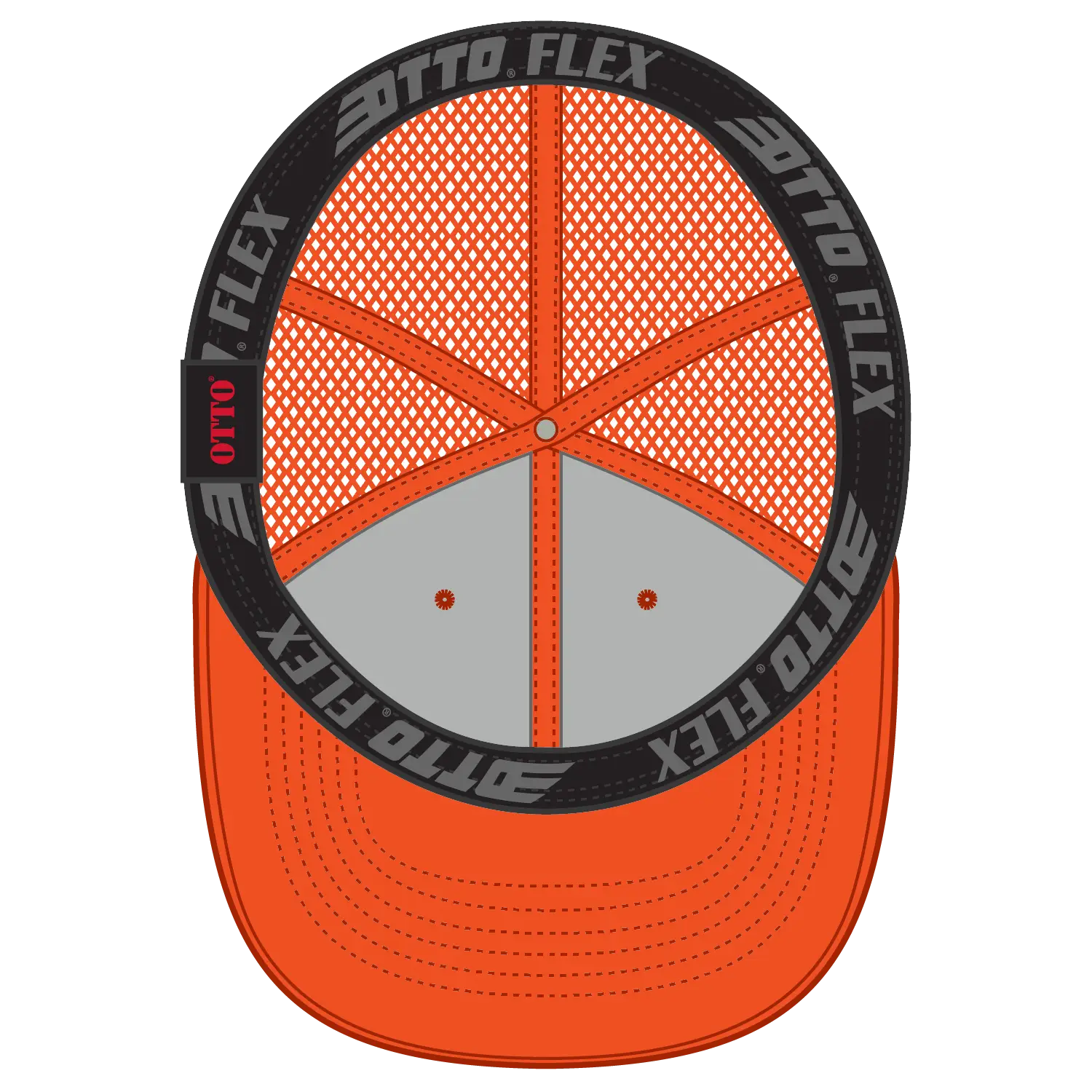 OTTO 135-2 ’OTTO Flex’ Fitted 6 Panel Low Profile Mesh Back Trucker Cap - N. Orange