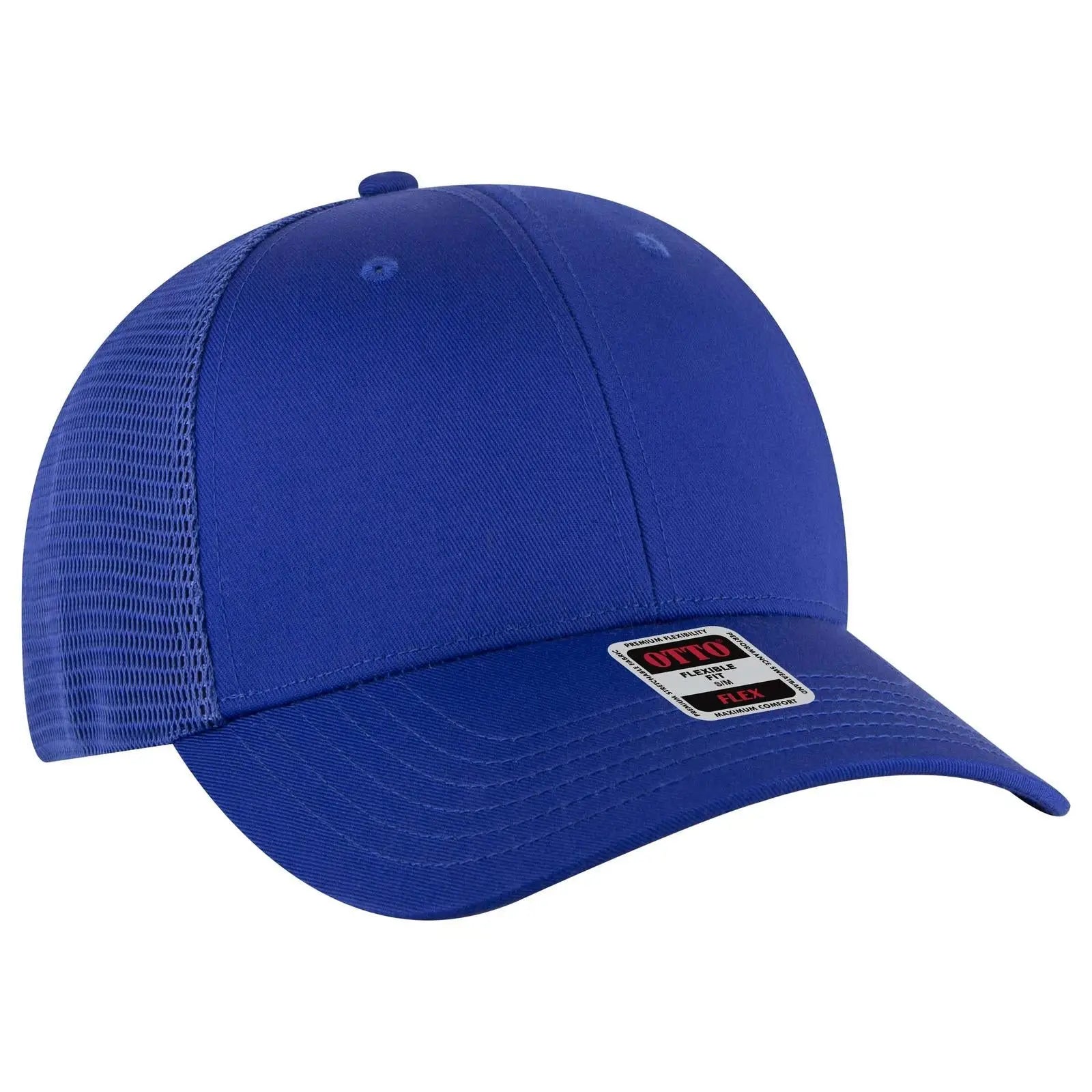 OTTO 135-2 ’OTTO Flex’ Fitted 6 Panel Low Profile Mesh Back Trucker Cap - Royal