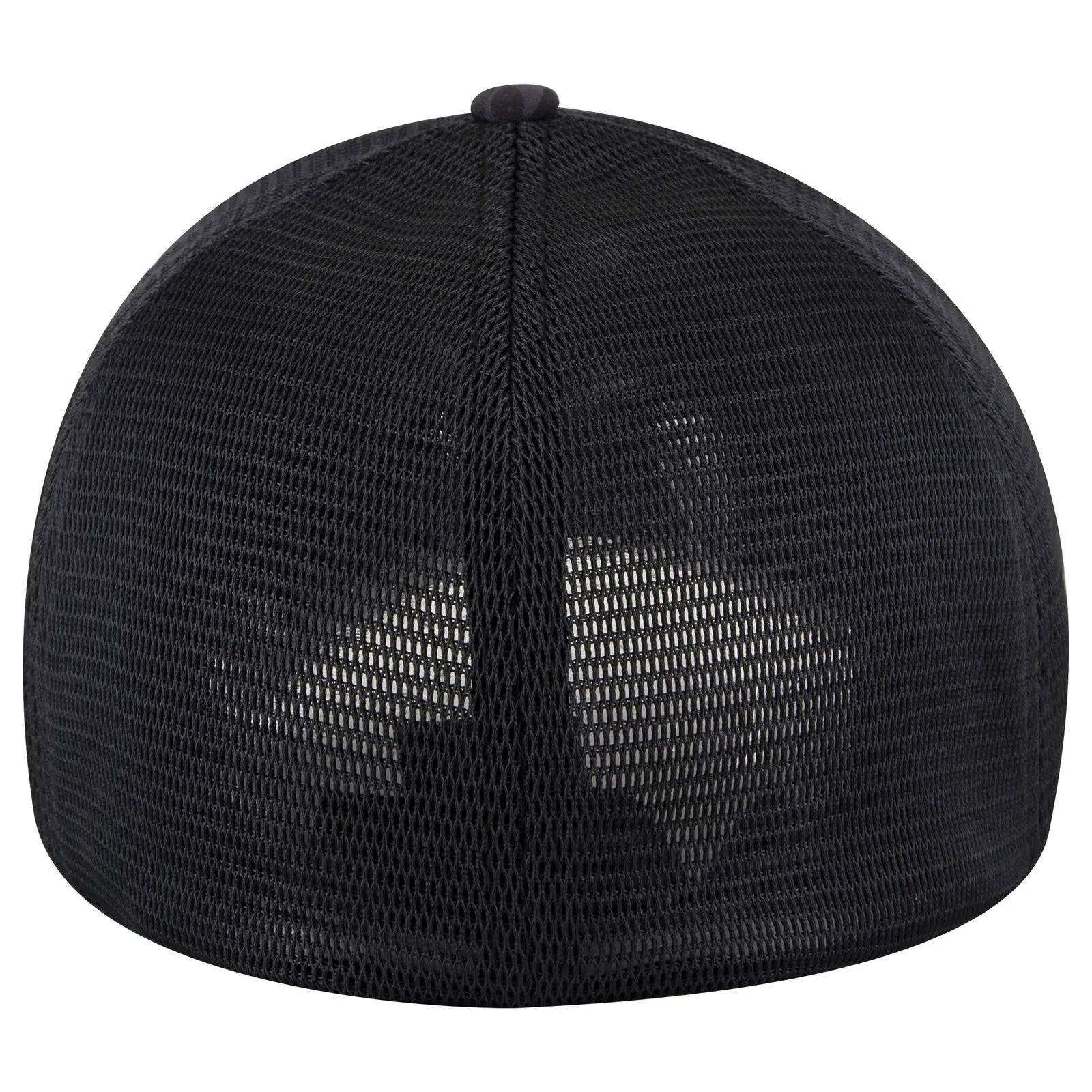 OTTO 135-2 ’OTTO Flex’ Fitted 6 Panel Low Profile Mesh Back Trucker Cap - Ch. Gry/Blk/Blk