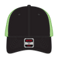 OTTO 135-2 ’OTTO Flex’ Fitted 6 Panel Low Profile Mesh Back Trucker Cap - Blk/Blk/N.Grn - Blk/Blk/N.Grn / 7 3/8’’ - 7