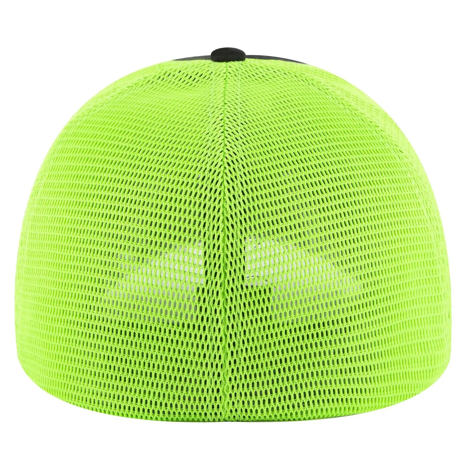 OTTO 135-2 ’OTTO Flex’ Fitted 6 Panel Low Profile Mesh Back Trucker Cap - Blk/Blk/N.Grn