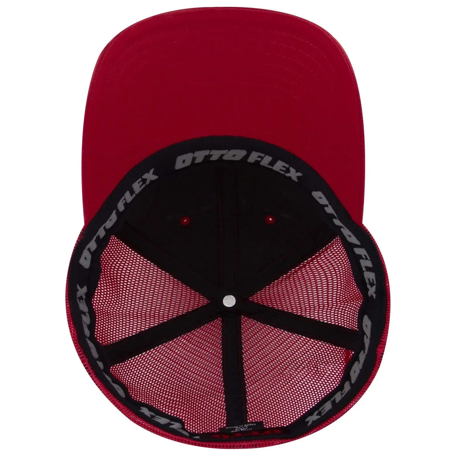 OTTO 135-2 ’OTTO Flex’ Fitted 6 Panel Low Profile Mesh Back Trucker Cap - Red