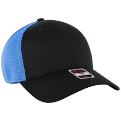 OTTO 135-2 ’OTTO Flex’ Fitted 6 Panel Low Profile Mesh Back Trucker Cap - Blk/Blk/N.Blue