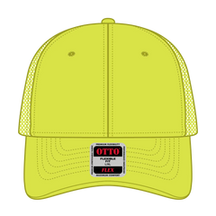 OTTO 135-2 ’OTTO Flex’ Fitted 6 Panel Low Profile Mesh Back Trucker Cap - N. Yellow - N. Yellow / 7 3/8’’ - 7 5/8’’