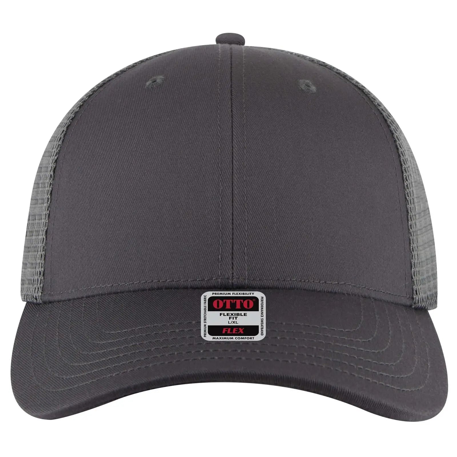 OTTO 135-2 ’OTTO Flex’ Fitted 6 Panel Low Profile Mesh Back Trucker Cap - Char. Gray