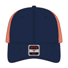 OTTO 135-2 ’OTTO Flex’ Fitted 6 Panel Low Profile Mesh Back Trucker Cap - Nvy/Nvy/Org - Nvy/Nvy/Org / 7 3/8’’ - 7 5/8’’