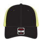OTTO 135-2 ’OTTO Flex’ Fitted 6 Panel Low Profile Mesh Back Trucker Cap - Blk/Blk/N.Ylw - Blk/Blk/N.Ylw / 7 3/8’’ - 7