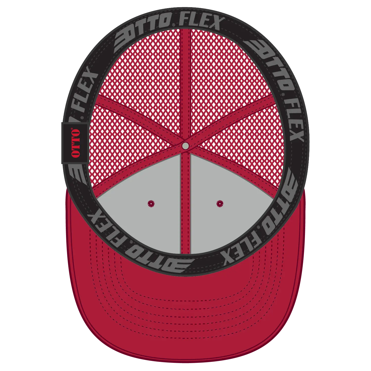 OTTO 135-2 ’OTTO Flex’ Fitted 6 Panel Low Profile Mesh Back Trucker Cap - Red