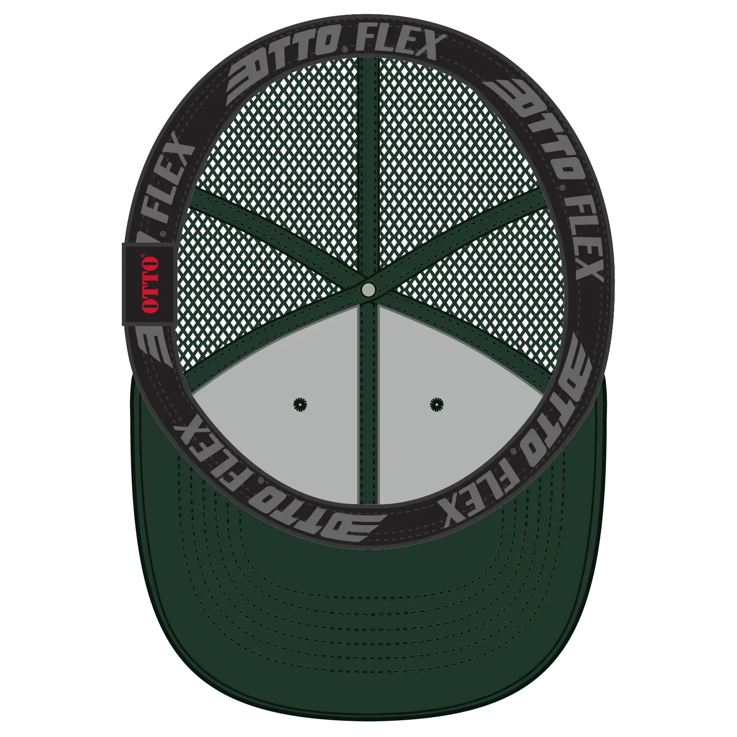 OTTO 135-2 ’OTTO Flex’ Fitted 6 Panel Low Profile Mesh Back Trucker Cap - Dk. Green