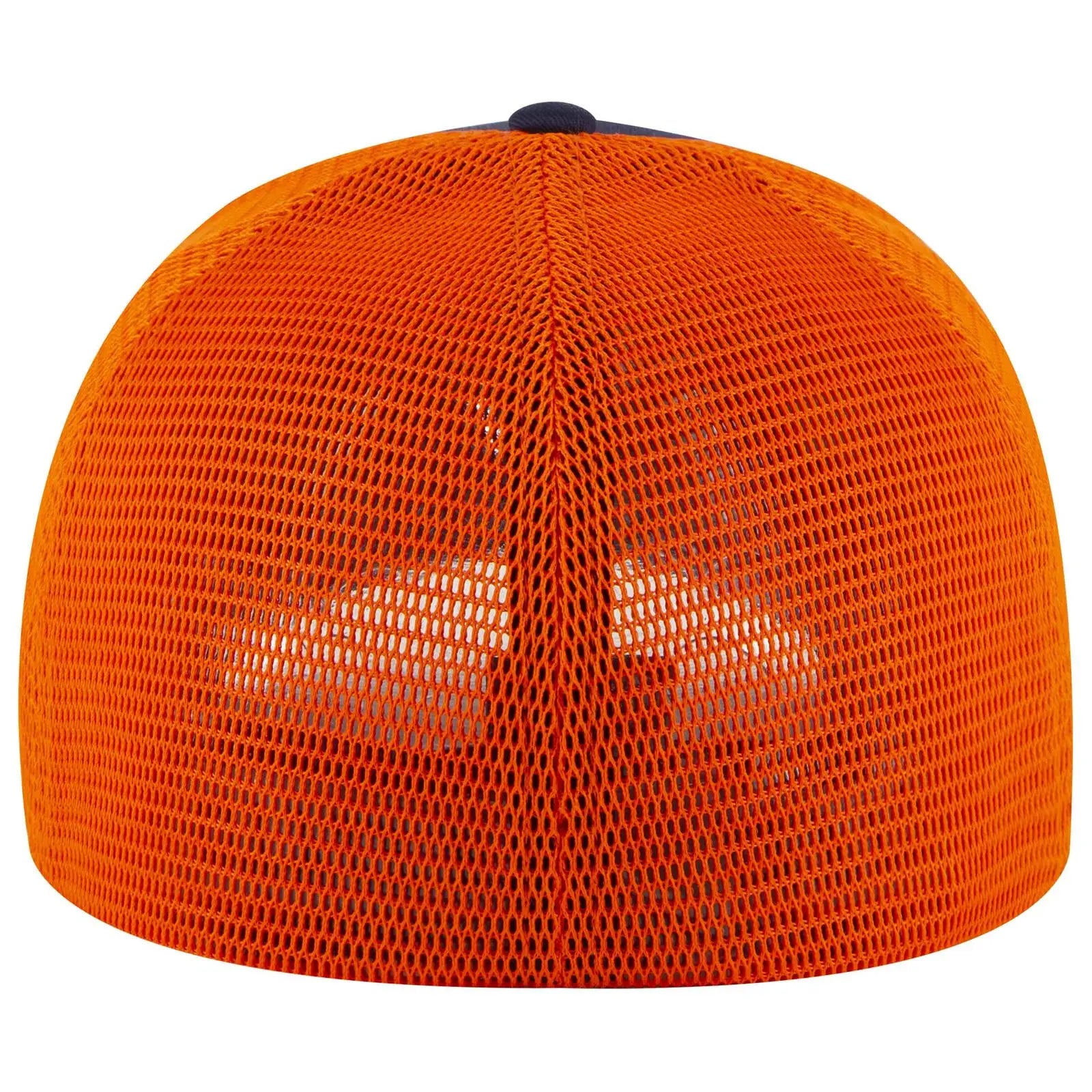 OTTO 135-2 ’OTTO Flex’ Fitted 6 Panel Low Profile Mesh Back Trucker Cap - Nvy/Nvy/Org