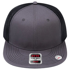 OTTO 141-1070 ’OTTO Snap’ 6 Panel Pro Style Mesh Back Trucker Snapback Cap - Ch.Gry/Ch.Gry/Blk - Ch.Gry/Ch.Gry/Blk / 6