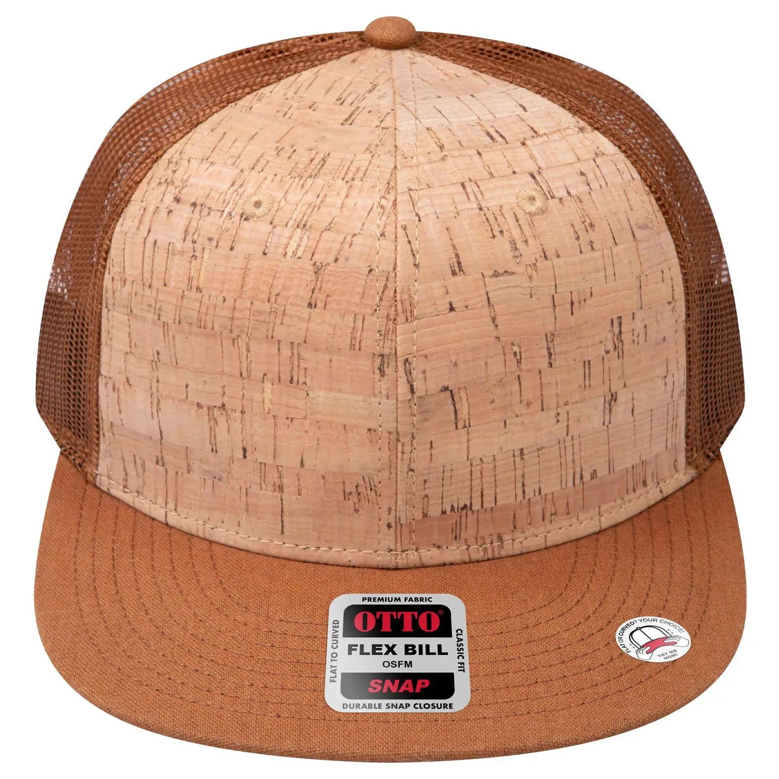 OTTO 141-1070 ’OTTO Snap’ 6 Panel Pro Style Mesh Back Trucker Snapback Cap - Cy Brn/Crk/Cy Brn - Cy Brn/Crk/Cy Brn / 6