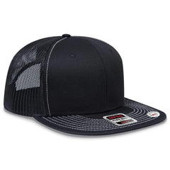 OTTO 141-1070 ’OTTO Snap’ 6 Panel Pro Style Mesh Back Trucker Snapback Cap - Black - Black / 6 1/2’’ - 7 5/8’’