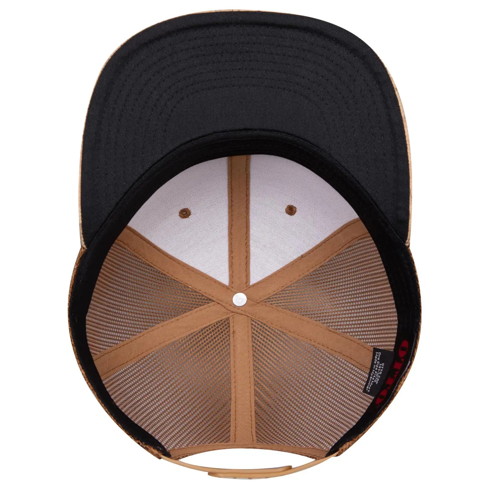 OTTO 141-1070 ’OTTO Snap’ 6 Panel Pro Style Mesh Back Trucker Snapback Cap - Cork/Cy Brn - Cork/Cy Brn / 6 1/2’’ - 7
