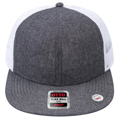 OTTO 141-1070 ’OTTO Snap’ 6 Panel Pro Style Mesh Back Trucker Snapback Cap - Blk/Wht - Blk/Wht / 6 1/2’’ - 7 5/8’’