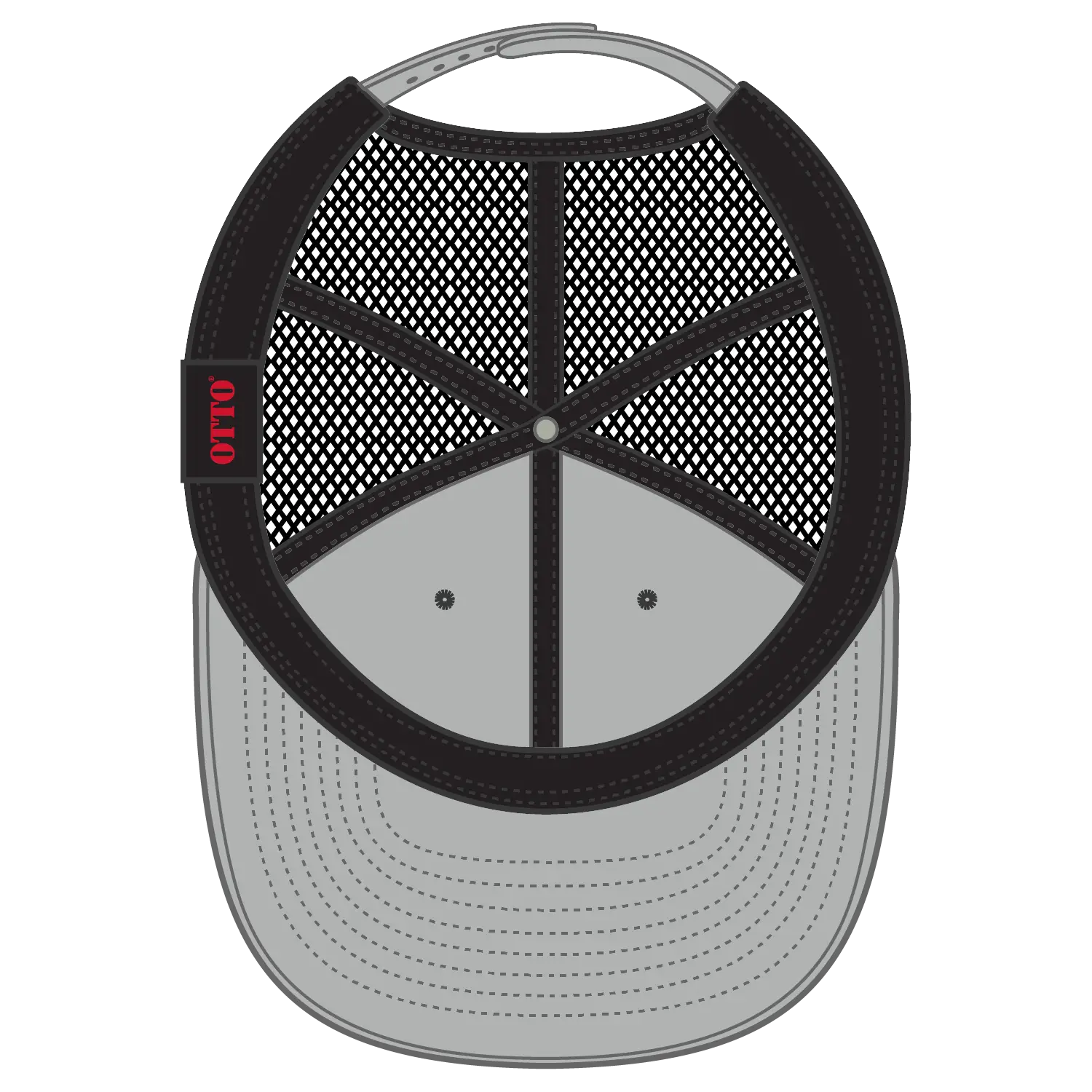 OTTO 141-1070 ’OTTO Snap’ 6 Panel Pro Style Mesh Back Trucker Snapback Cap - Gry/Blk/Blk - Gry/Blk/Blk / 6 1/2’’ - 7