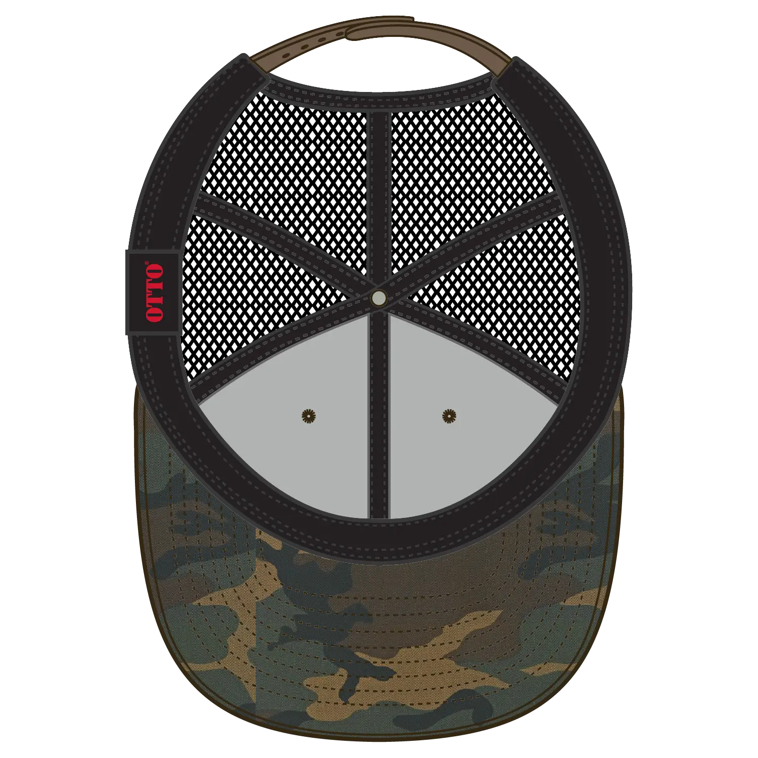 OTTO 141-1070 ’OTTO Snap’ 6 Panel Pro Style Mesh Back Trucker Snapback Cap - Dk.Grn/Brn/Blk - Dk.Grn/Brn/Blk / 6 1/2’’