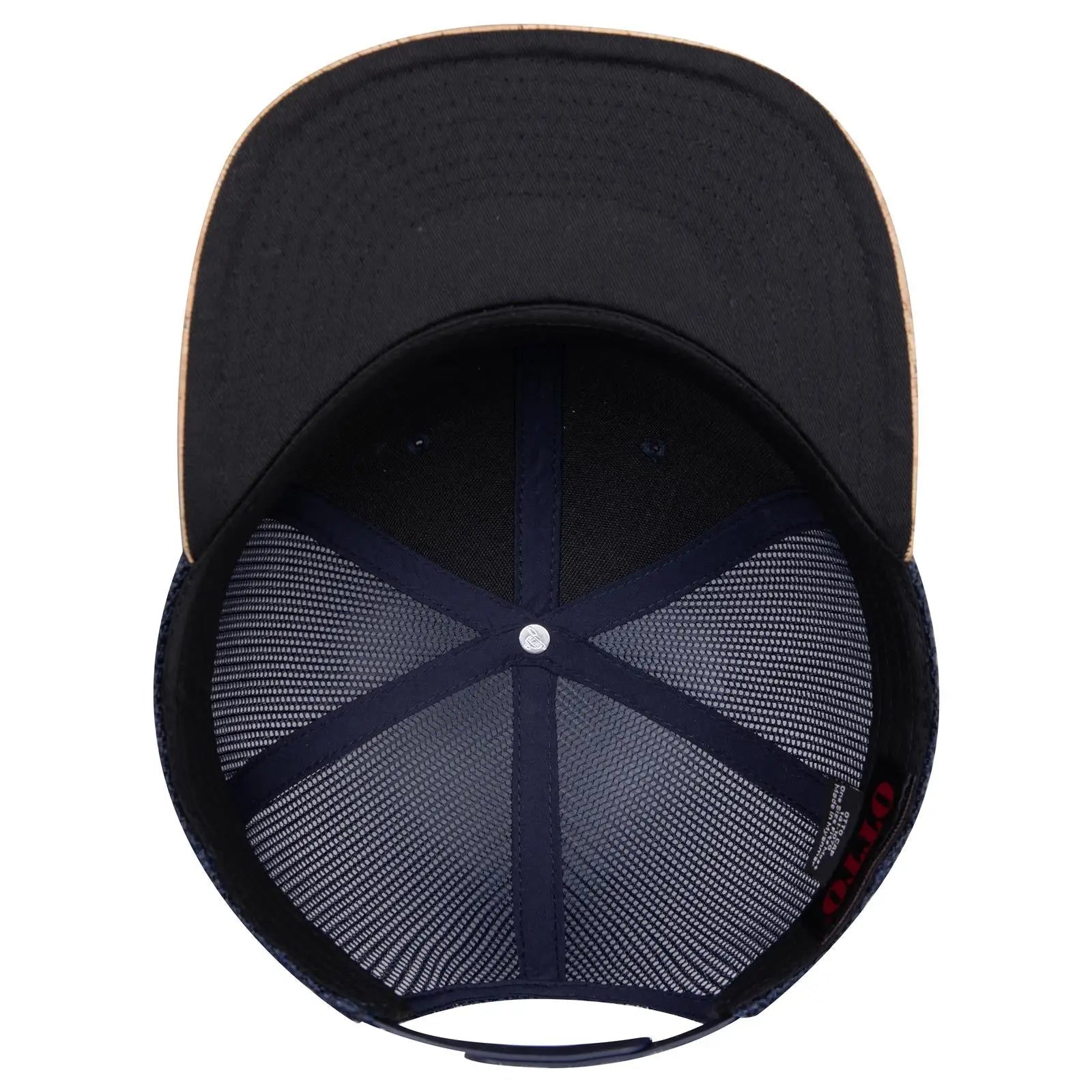 OTTO 141-1070 ’OTTO Snap’ 6 Panel Pro Style Mesh Back Trucker Snapback Cap - Cork/Nvy - Cork/Nvy / 6 1/2’’ - 7 5/8’’