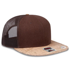 OTTO 141-1070 ’OTTO Snap’ 6 Panel Pro Style Mesh Back Trucker Snapback Cap - Cork/Brn - Cork/Brn / 6 1/2’’ - 7 5/8’’