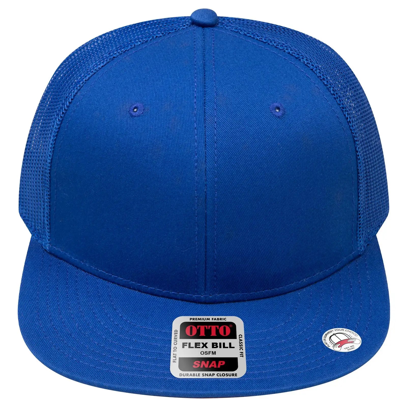 OTTO 141-1070 ’OTTO Snap’ 6 Panel Pro Style Mesh Back Trucker Snapback Cap - Royal - Royal / 6 1/2’’ - 7 5/8’’